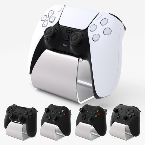 Support pour ps5 Manette Porte pour ps4 Socle Controller, Stand-AL Holder Métal pour Xbox Series X S/Xbox One pour Switch Pro avec Coussinets Antidérapant-Argent