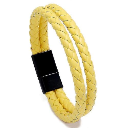 Bracelet Homme Tendance Vintage Tressé Double Cercle Simple Mode Imitation Cuir