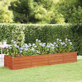 Bac De Jardin Surélevé Avec Base Ouverte Et Bords Securisés 320x80x45 Cm Acier Corten