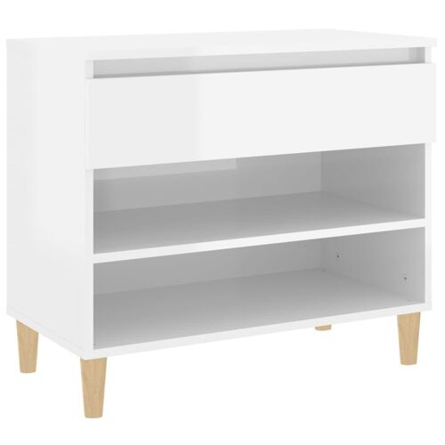 Vidaxl Armoire À Chaussure Blanc Brillant 70x36x60 Cm Bois Ingénierie