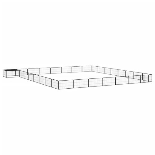 Vidaxl Parc Pour Chien 32panneaux Noir 100x50cm Acier Enduit De Poudre