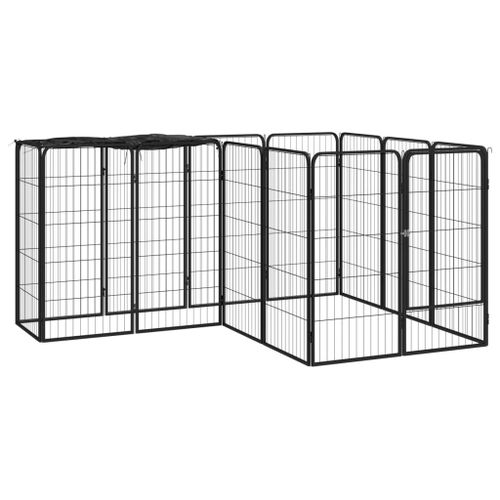 Vidaxl Parc Pour Chien 14panneaux Noir 50x100cm Acier Enduit De Poudre