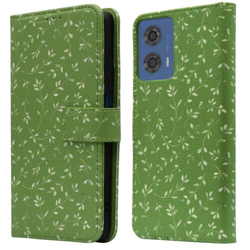 iMoshion Étui de téléphone portefeuille Design Motorola Moto G04 / G24 Green Flowers