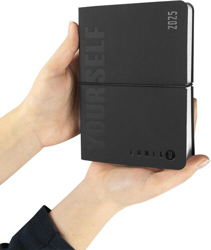 Agenda Journalier 16 Mois Mini Agenda 2024-2025 Petit Et De Poche Avec Couverture Rigide Et 448 Pages À Rayures, Idéal Pour Les Écoles Supérieures 11 X 15,3 Cm Noir