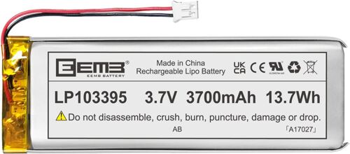 Batterie Lithium Polymère 3,7v 3700mah 103395 Batterie Rechargeable Lipo Avec Connecteur Jst Avec Vxi Blue Parrott - Vérifier La Polarité De L'équipement Et Du Connecteur Avant L'achat