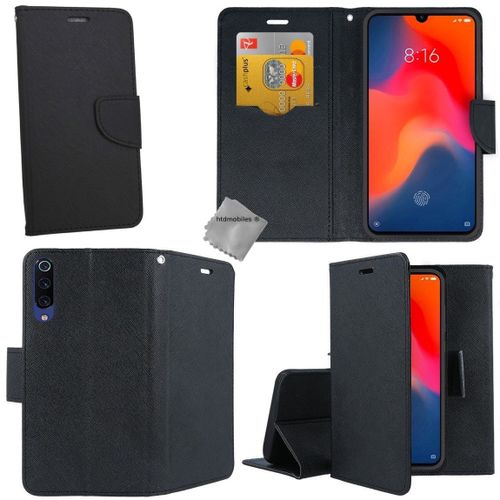Housse Etui Coque Pochette Portefeuille Pour Xiaomi Mi 9 + Film Ecran - Noir / Noir