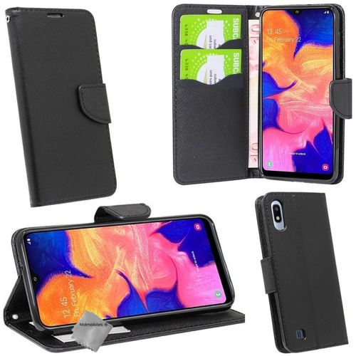 Housse Etui Coque Pochette Portefeuille Pour Samsung Galaxy A10 + Film Ecran - Noir / Noir
