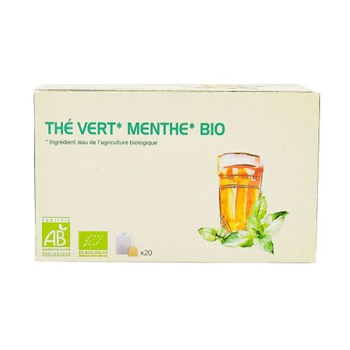 Thé Vert Menthe Bio - 20 Sachets - Boîte 36g