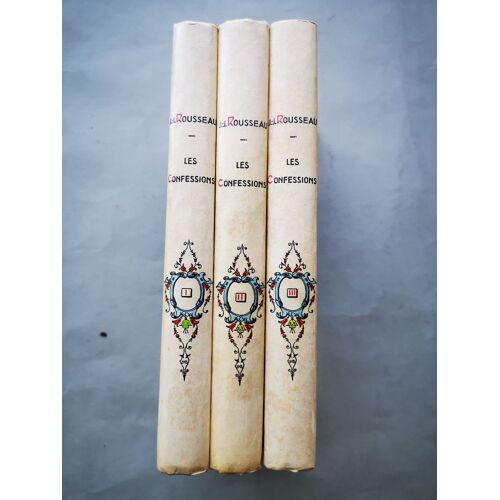 Jean-Jacques Rousseau - Les Confessions. Edition Garnier 1952. 3 Volumes En Reliure Papier À L'imitation Du Parchemin, Dos Ornés.