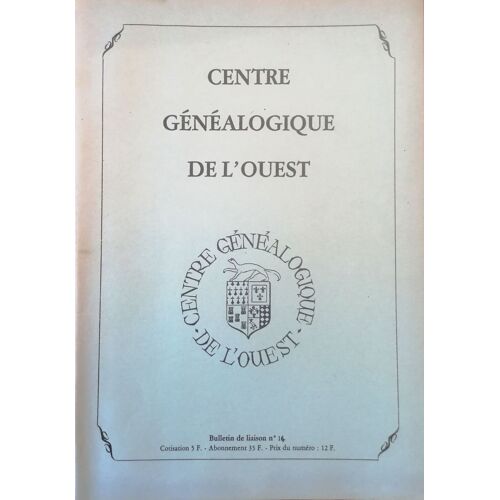 Centre Généalogique De L'ouest N° 14