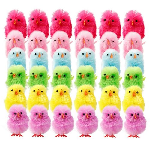 Poussins Décoratifs De Pâques 36 Pièces 4cm De Haut Couleurs Mélangées - 36 Pièces