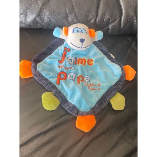 Doudou Singe Central'Vet - J'aime mon papa bisous 23*23cm