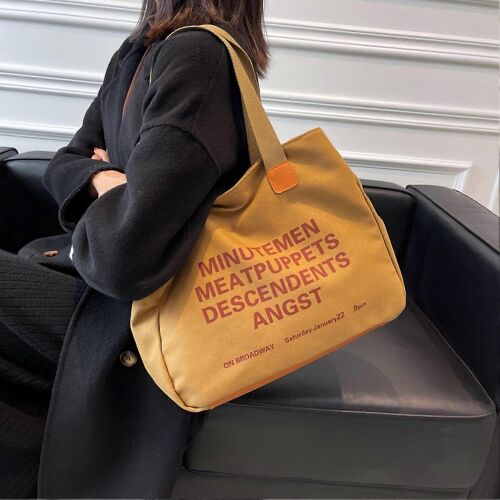 Sac en toile simple Casual à la mode exquis grande capacité sac à provisions en toile avec poignée pour femmes et hommes