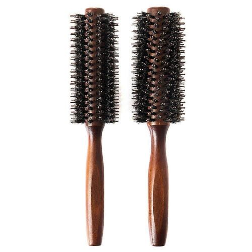 Ensemble De Brosse À Cheveux Ronds En Poils De Sanglier Avec Manche En Bois (2 En 1)