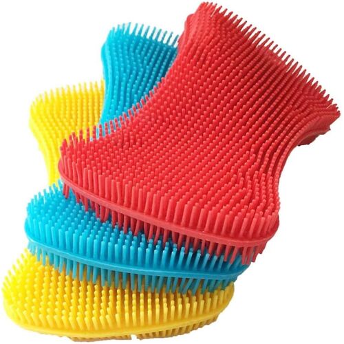 Éponges à vaisselle en silicone 3 pièces - Autolaveuses antiadhésives pour le nettoyage de la cuisine, brosses de qualité alimentaire.
