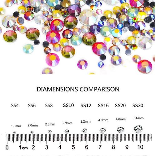 Verre de cristal Hotfix Strass, pour l'artisanat Vêtements Costumes Chaussures Bijoux, Pierres précieuses en verre rond
