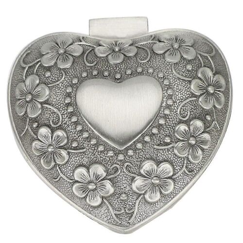 Alliage Vintage Forme Coeur En Relief Boîte De Rangement Décoration Porte-Conteneur De Bijoux