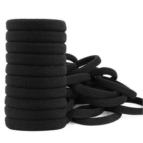 Pack De 100 Élastiques À Cheveux Noirs, Bobbbles De Cheveux Élastiques Doux Noirs Pour Femmes Filles Enfants, Bandes De Cheveux Extensibles Fortes Queue De Cheval Pour Cheveux Épais (40 X 8 Mm)