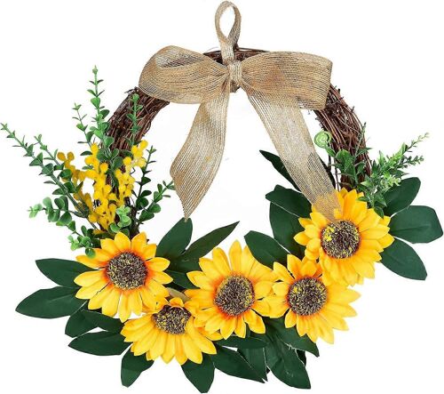 35cm Décoration de couronne de tournesol artificielle Mini couronne de tournesol