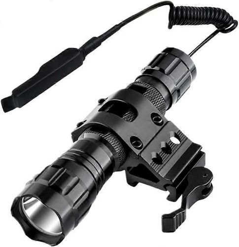 Tactical Hunting Torch, 1500 Lumen Waterproof Flashlight, Remote Pressure Switch With Picatinny Rail