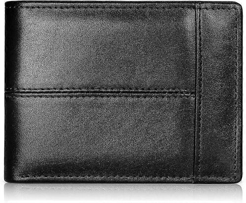 Portefeuille pour hommes Mince En Cuir Véritable Mince Portefeuilles À Deux Volets Pour Hommes Minimaliste Poche Avant ID Fenêtre Supports Boîte-cadeau