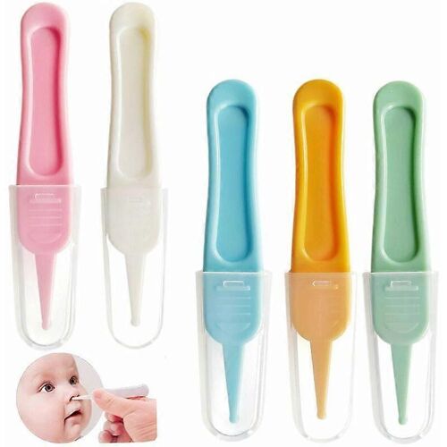 Pince À Épiler Pour Bébé Ensemble De 5 Pinces De Sécurité Pince De Nettoyage En Plastique À Tête Ronde Oreille De Bébé Nez Nombril Outil De Pince Pour Outils De Nettoyage De Nez 