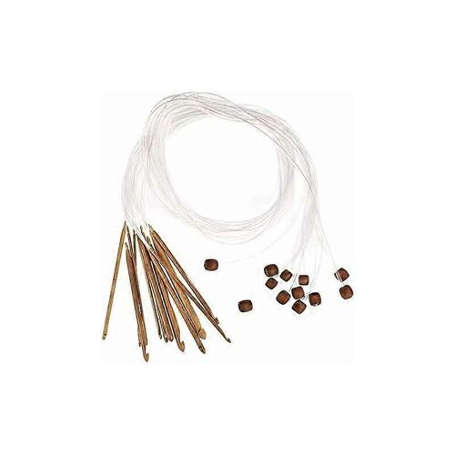 Aiguilles à crochet 12pcs aiguilles circulaires en bambou, bambou naturel flexible tunisien afghan tapis crochets aiguilles aléatoires poignée en bambou tricot outil ensemble