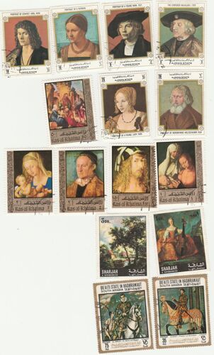 15 Timbres Des Emirats Arabes Unis Et Du Golfe Persique - Tableaux De Peinture