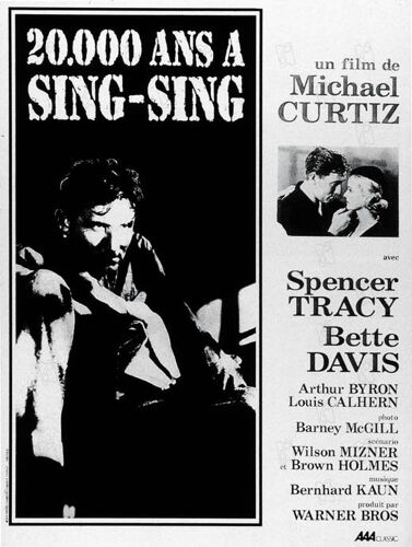20 000 Ans A Sing-Sing (20,000 Years In Sing Sing) - Véritable Affiche De Cinéma Pliée - Format 40x60 Cm - De Michael Curtiz Avec Spencer Tracy, Bette Davis - 1932 Ressortie 1983