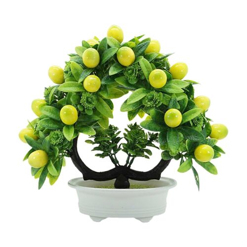 Bonsaï de fruits artificiels d'intérieur, décoration de citron en pot, pot de fleurs en mousse et en plastique, 28 cm de haut pour la décoration intérieure