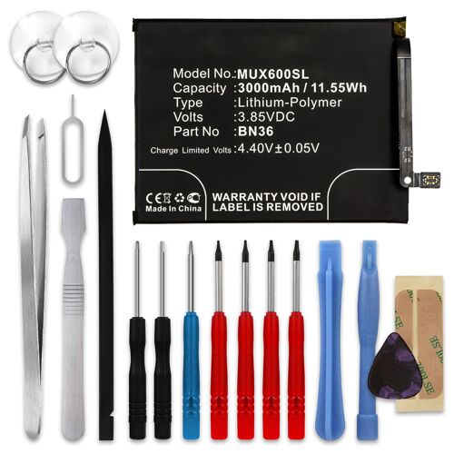 Pack Batterie 3000mah Et Outils Pour Téléphone Portable Xiaomi Mi A2 - Kit Pour Remplacement Facile D'une Batterie Bn36 De Smartphone Gsm
