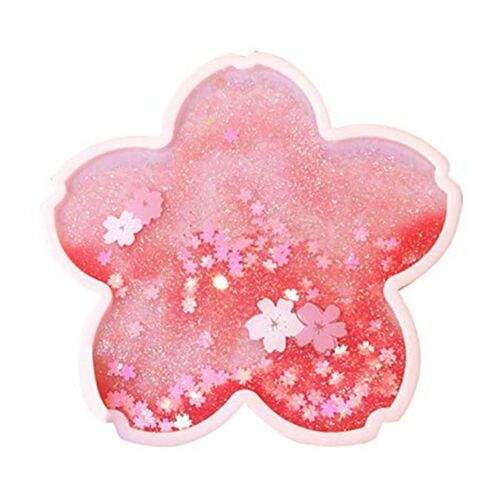 Dessous de verre en PVC antidérapant pour tasse de café Sakura, dessous de verre à paillettes, sable mouvant pour boisson, napperon isolant