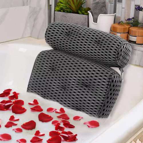Oreiller de bain pour La Tête Avec Ventouses,Coussin de bain antidérapant, Appuie-tête ergonomique & support dorsal
