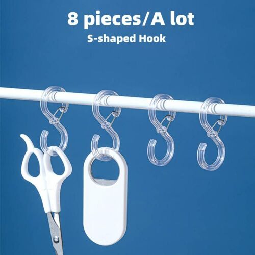 Crochets de suspension en forme de S, 8 pièces, avec boucle élastique pratique, serrure coupe-vent, support de fermoir multifonction