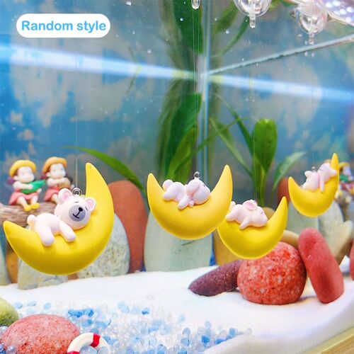 Aquarium Suspendu Flottant Coloré Mignon, Ornement Sous-Marin, Paysage Lune, Ours Endormi