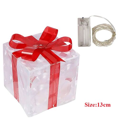 Ornement De Boîte-Cadeau De Décoration Plonger Oyante De Noël Avec Noeud, Éclairage Extérieur, Fête De Noël, Ornement De Bureau