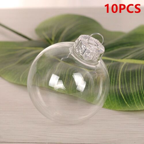 Boule de Noël en plastique transparent pour animaux de compagnie, pendentif créatif creux sans couture, décoration de Noël, 10 pièces par ensemble