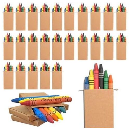 Lot De 25 Boîtes De Crayons De Cire Pour Enfants Parfait Cadeau D'anniversaire Pour Enfants 6 Crayons Par Boîte Crayons De Cires Colorées Pour Enfants Pack De Peintures Pour Enfants¿