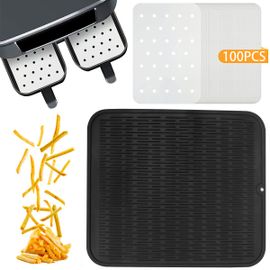 Revêtement Anti-Adhésif En Papier Sulfurisé Pour Friteuse À Air, 100 Pièces, Avec Panier En Silicone, Papier Résistant À L'huile De Qualité Alimentaire