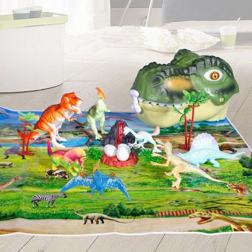 21pcs Ensemble De Jouets De Dinosaure, Figurine De Dinosaure Avec Tapis Et Jeu D'activité, Boîte De Rangement Réaliste Pour Tête De T-Rex, Kit De Jouets Dino Pour Enfants De 3 Ans Et Plus
