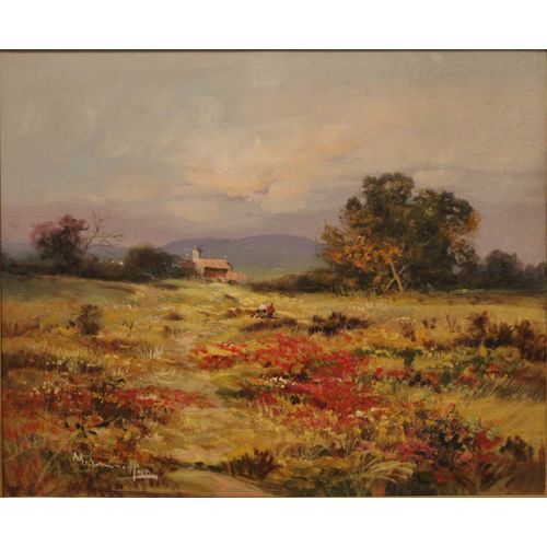 Huile Sur Toile "Paysage Provençal Animé" Signé Ecole Française Du Xxème Siècle