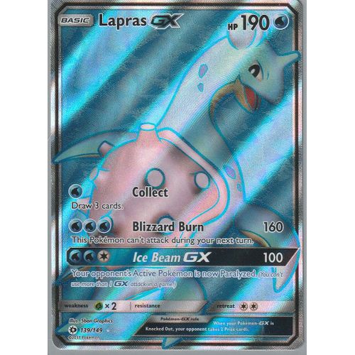 Carte Pokemon - Lapras Gx (Lokhlass Gx) - 139/149 - Ultra-Rare Full Art - Soleil Et Lune - Version Anglaise -