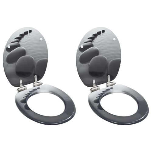 vidaXL 2 pcs Sièges WC MDF et couvercle à fermeture en douceur Pierres
