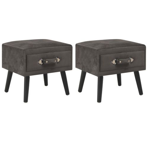 Vidaxl Tables De Chevet 2 Pcs Gris 40x35x40 Cm Velours