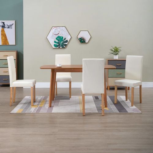 Vidaxl 4 Pcs Chaises De Salle À Manger Crème Similicuir