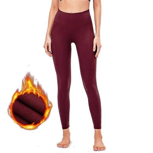Evago Legging Doublé En Polaire Pour Femmes Résistant À L'eau Hiver Pantalon De Randonnée Thermique Chaud Collants De Yoga D'entraînement De Course À Pied Avec Poches-Rouge-Adulte-Xxl-Femelle
