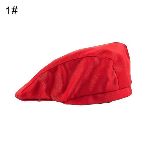 Béret Unisexe À Imprimé De Grille, Chapeau De Chef Traiteur, Cuisinier, Boulanger, Serveur, Casquette Tête De Mort-Mâle Adulte Rouge