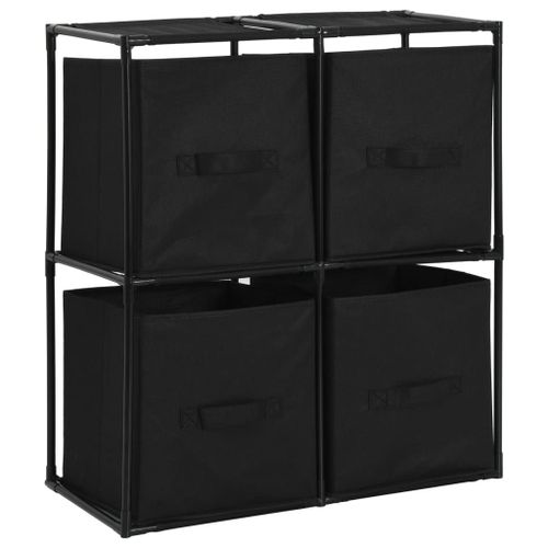 Vidaxl Armoire De Rangement Avec 4 Paniers Tissu Noir 63x30x71cm Acier