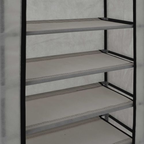 Vidaxl Armoire À Chaussures Avec Housse Gris 58x28x106 Cm Tissu