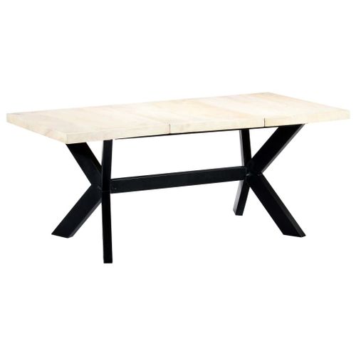 Vidaxl Table À Dîner Blanc 180x90x75 Cm Bois De Manguier Massif